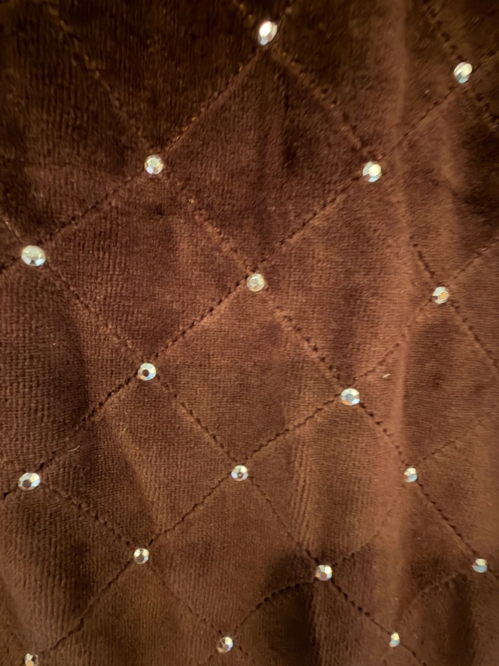Quacker Factory Brown Velour Quilted Rhinestone Zip Up Vest Sleeveless, Size 3X - Picture 7 of 13
